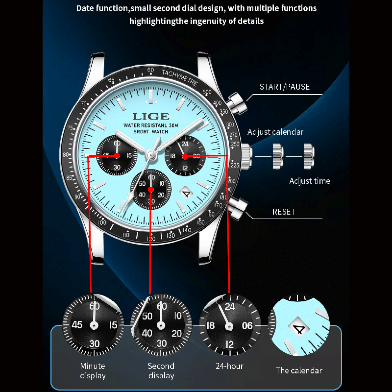 Luxury Watch Organizer For Men - Мужские наручные часы LIGE 2026: повседневные,