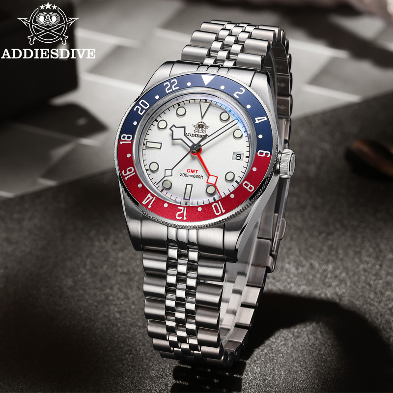 ADDIESDIVE 39 мм мужские кварц – обзор и цена Gmt Dual Timezone Watch