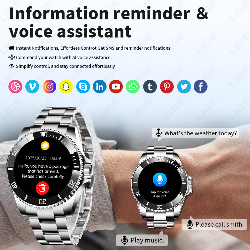 Смарт-часы LIGE 2026 с HD-экра – обзор и цена Luxury Watch German