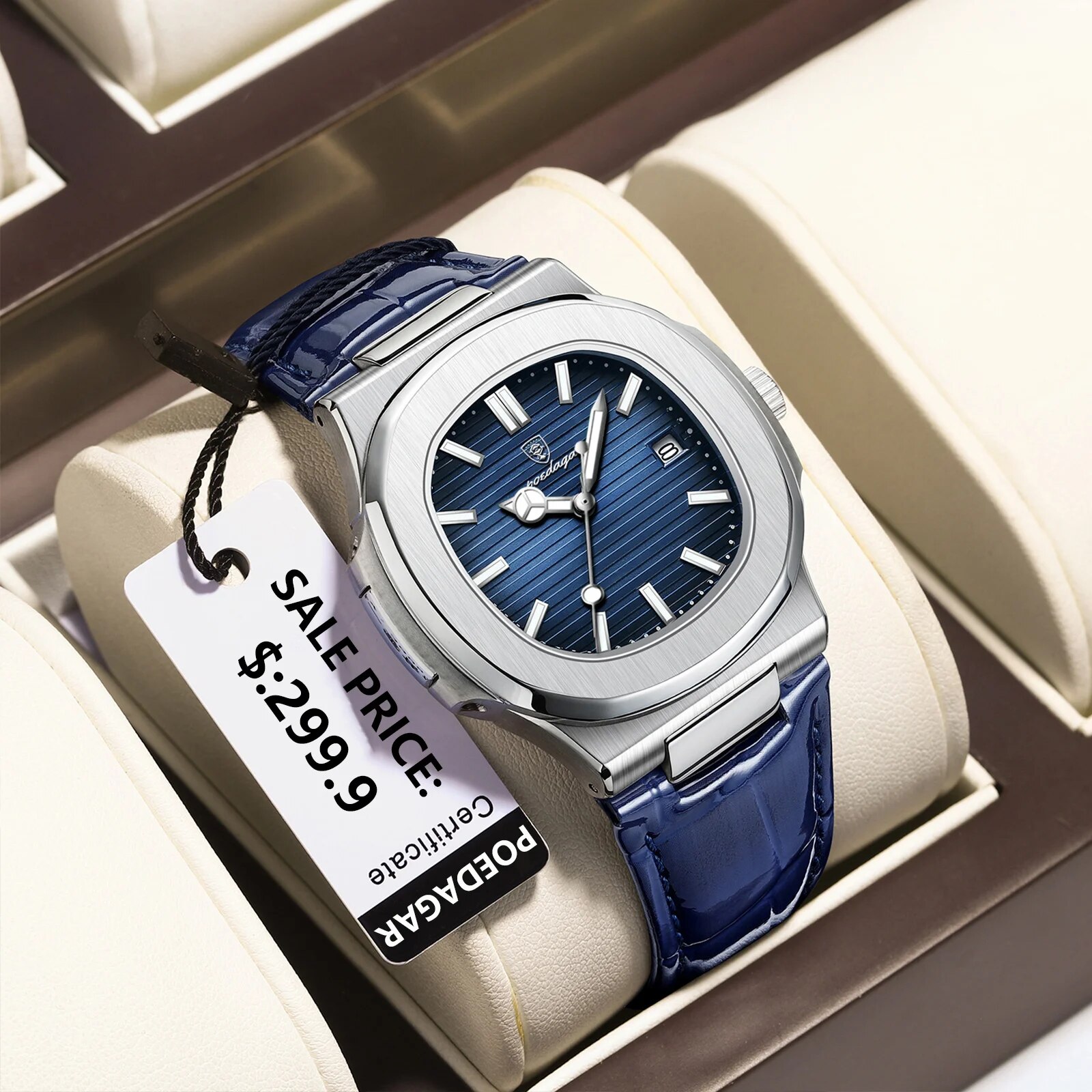 POEDAGAR Топ Роскошные Квадрат – обзор и цена Luxury Watch Organizer For Men