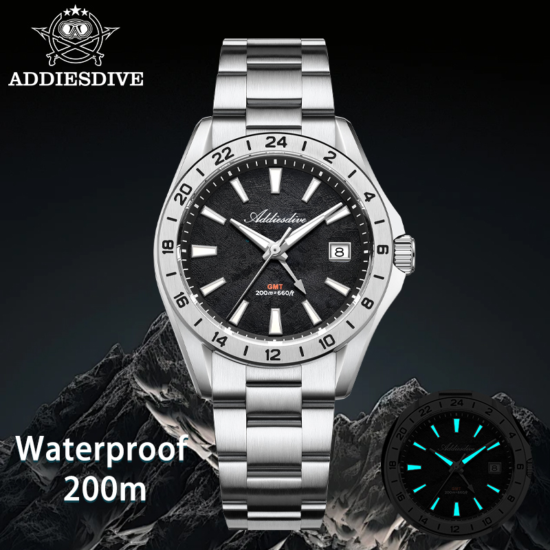 ADDIESDIVE Элегантные деловые  – обзор и цена Gmt Dual Timezone Watch